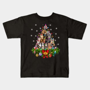 Christmas Pajama Cats Tree Xmas Lights Snow Kitten Funny Shirt Kids T-Shirt